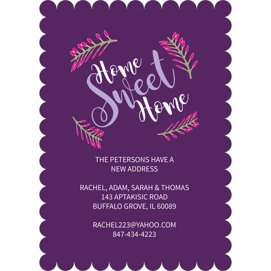 Purple Home Sweet Home Moving Announcements